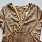 Francesca’s Collection Bronze And Black Dotted Satin Mini Babydoll Dress Size‎ M Gold Size M Photo 3