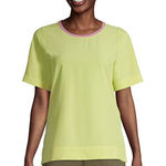 Lands' End  Womens Top Sz M 10 12 Lemon Lime Lavender‎ Elbow Sleeve 365 Tunic Photo 0