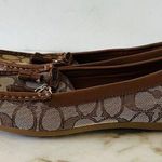 Coach Khaki Saddle Greenwich Signature Jacquard Logo Print Loafer - US 7 Photo 0