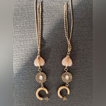 Free People Elegant Gold and Pink Heart Drop Earrings Photo 3