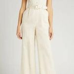 Paige  Aislee Belted Linen Blend Jumpsuit in Parchment New Size 4 Photo 0