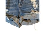American Eagle  Blue Distressed Ripped Hi-Rise Shortie Cuffed Shorts Women Sz 0 Photo 5