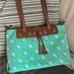 Dooney & Bourke AS NEW🔥AUTHENTIC  Leather/signature canvas zip top Shoulder Photo 8