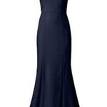 Amsale Cora Navy French Blue Halter High Neck Bridesmaid Dress Size 4 Photo 0