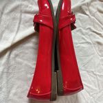 I ❤️My Shoes Seaside Vintage? Shiny Red Silver Buckle Loafers Size 38 Photo 6