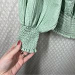 Anthropologie NWT Light Green Smocked Bat Sleeve Top Photo 3