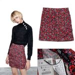 ZARA NWT Floral Rose Ruched Mini Skirt Small Photo 1