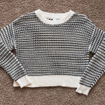 Old Navy Cream/Black Open Stitch Dolman Knit Crewneck Pullover Sweater Womens XS Photo 0