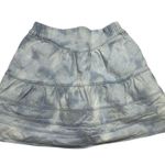 Sea NY Bleached Denim Daryl Mini Skirt Size S Tiered Elastic Waist Pockets Blue Photo 1