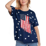 Americana US Distressed Country Flag Vibrant Blue Patriotic Star Casual T Photo 0
