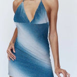 Princess Polly Shimmer Alessa Mini Dress Blue / White Photo 0