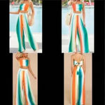 Sure To Stand Out Orange Multi Stripe 2 Piece Set Green Size M Photo 1