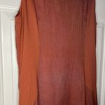 Lina Tomei Dress Sz M Shift Linen Sleeveless Beaded Necklace Pockets Brick Italy Orange Size M Photo 7
