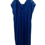 Unique Vintage Vintage Cobalt Blue Lace Nylon Slip Maxi Dress Fairy Whimsical Ethereal Size 2X Photo 1