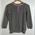 Poof! lightweight knit striped sweater black and white size Medium exposed zip Photo 1