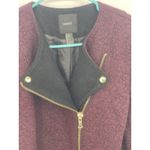 Forever 21  Moto Wool Jacket Womens Size L Burgundy, Gold Zipper Photo 2