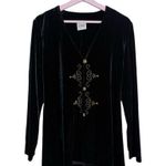 Vintage 90s velvet Black gold embellished Top M/L Size undefined Photo 0