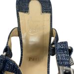 Christian Louboutin  Lame Lux Pyraclou 110 Denim Wedge Sandal Blue Size 41 Photo 7