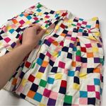 Anthropologie Anthro Odille Rainbow Pixel Check Print Zip Front Cotton Mini Skirt Womens 2 Photo 1