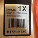 Bebe Sport Shirt, Neon Mango, Workout, Walking, Running, Women’s Size 1X, NWT Photo 8