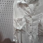 Magaschoni  White Linen Blend Button Down Long Sleeve Shirt Top Size L Photo 5