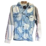Track 23 Womans distressed Hoodie denim jacket Sz M Blue Size M Photo 0