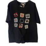 Spell Bound NWT Dead stock Women's Size Large Patchwork Embroidered Shirt Black Photo 3