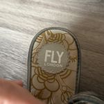 Fly London  Women's Gray and Cream Sandals Metallic Peep toe Wedge Slingback Photo 5