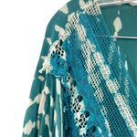 Turquoise Tie Dye Kaftan Crochet Lace Swimsuit Coverup Women’s Boho Top Blue Size L Photo 5