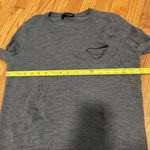 The Kooples  Gray Lightweight Merino‎ Wool Sweater with Front Pocket Chain Photo 5