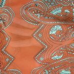 Anthropologie Love Sam Kamala Top Womens L Orange Paisley Peasant Sheer New Photo 4