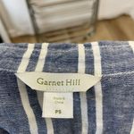 Garnet Hill 100% Linen Stripe Button Down Shirt Tunic Nautical Blue Petite Small Photo 4