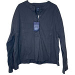 Gap Women's Top 1/4 Front Button Long Sleeve Banded Collar Blouse Blue XL NWT Photo 0