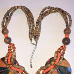 Multi Strand Beaded Neutral Tone Boho Chunky Statement Necklace Brown Photo 3