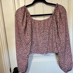 Abound  Pink Spotted‎ Long Sleeve Crop Top Ruched Sweetheart Neckline Size Small Photo 8