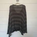 Free People  Women’s Medium Grey Stretchy Henley Slinky Hacci Top Striped Boho Photo 3