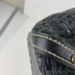 Fossil Modern Vintage Raffia Black Rattan Leather Woven Satchel Shoulder Bag Key Photo 5