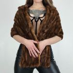 Vintage 50’s Genuine Mink Fur Stole Cape by AM&A’s Buffalo, NY Brown Photo 3