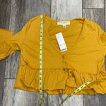 Urban Outfitters NWT Mustard Yellow Cropped Long Sleeve Peplum Top Size Small Photo 12
