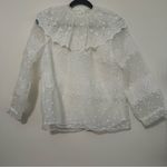 ZARA  Sheer Lace Victorian Blouse White High Neck Ruffle Collar Size M‎ Photo 6