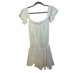 Amanda Uprichard  White Smocked Off Shoulder Drop Waist Mini Dress Photo 1