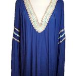 Judith March  Blue Boho Long Flutter Sleeve Midi Size L Peasant Farm Photo 9