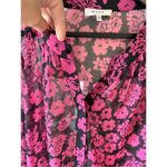Milly  Brooke Floral-Print Chiffon Blouse, Pink Size 8 Photo 3