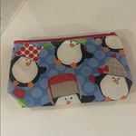 Thirty One New RARE medium thermal zipper pouch in penguin party holiday gift Blue Photo 1