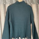 Moon River  Blue Distressed Ribbed Turtleneck Sweater Size Medium Wool Blend Photo 8