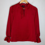 J.Crew  Xs Red Polka‎ Dot Drapey tie-neck ruffle top in microdot CPM12 Photo 0