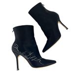 Manolo Blahnik + Vetements Printed Satin Ankle Boots In Black Photo 3