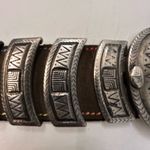 Gail LaBelle Luxury Heavy silver genuine suede leather with rainbow stitch Belt Brown Photo 3