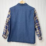 Country Store Cotton blend Denim Shirt with Plaid Sleeves Size 1X Blue Photo 2