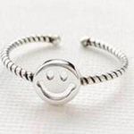 Smiley Face Silver Dainty Ring Photo 0